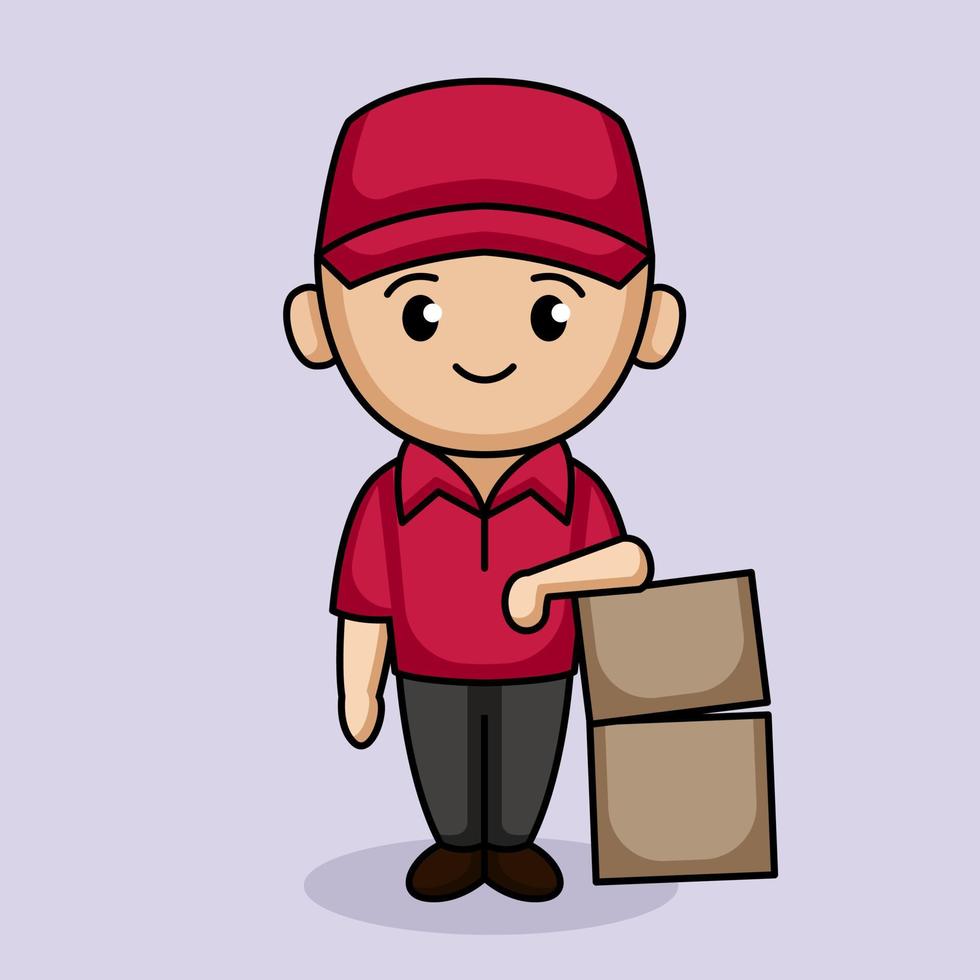 Cute delivery man mascot vector