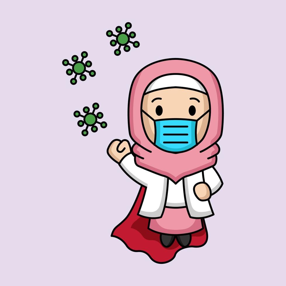 linda chica doctora musulmana vector