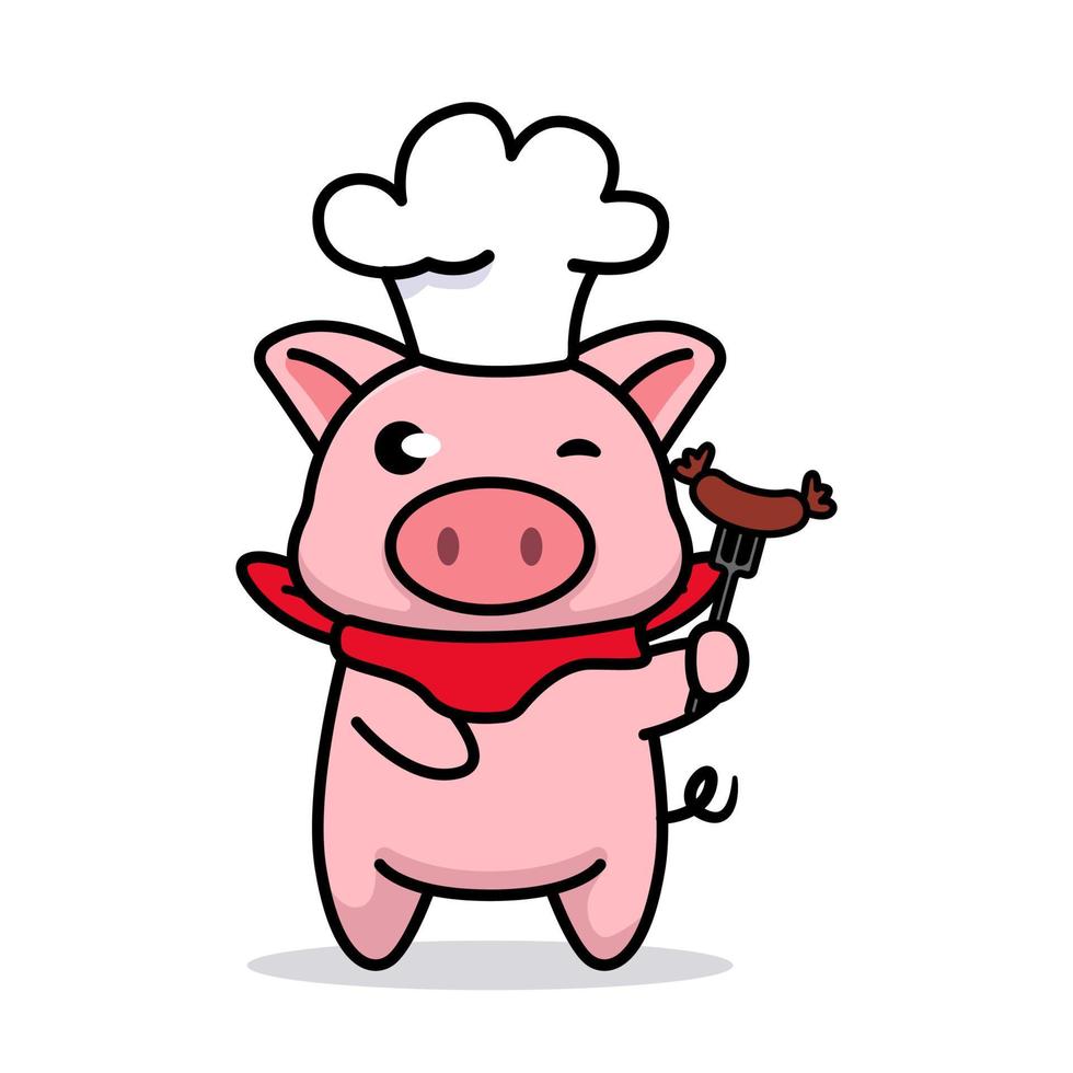 Cute pig chef vector