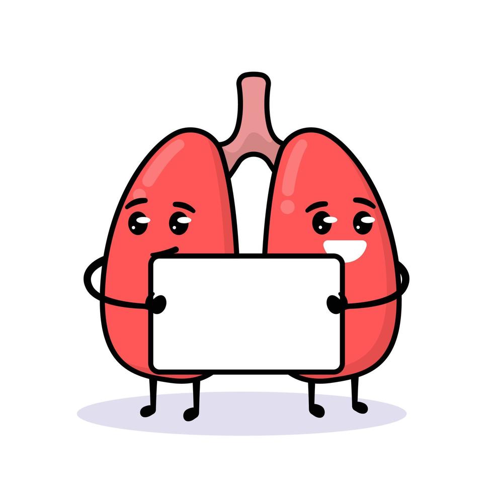 Cute lungs mascot vector