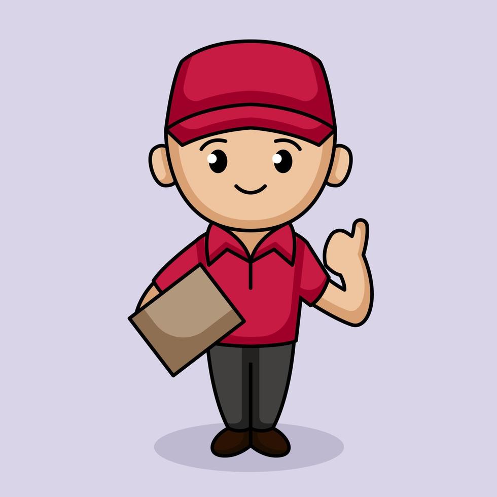 Cute delivery man mascot vector
