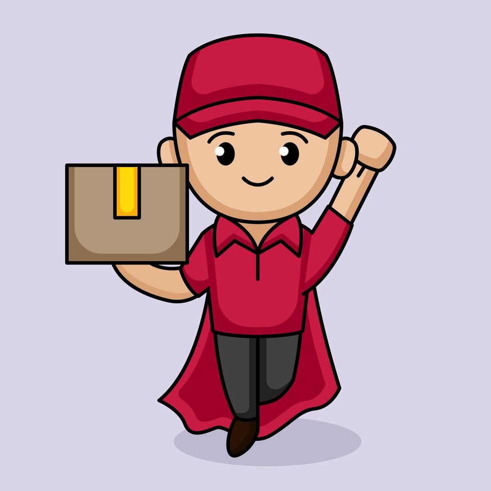 Cute delivery man mascot vector