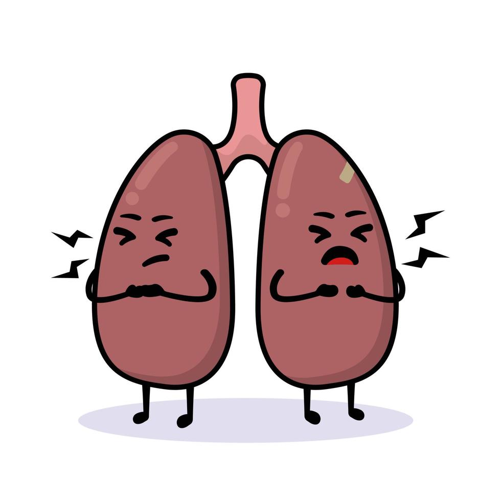 Cute lungs mascot vector