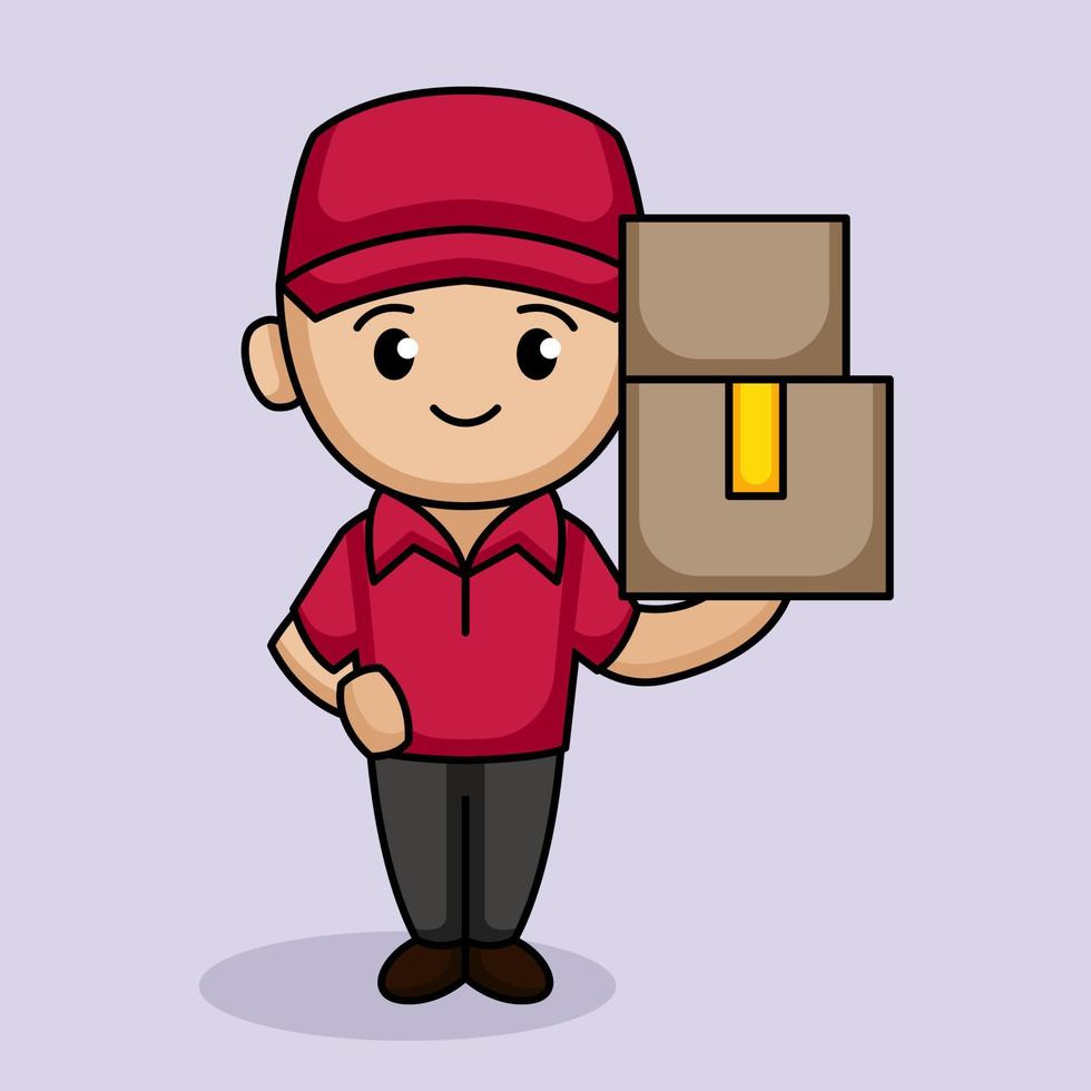 Cute delivery man mascot vector