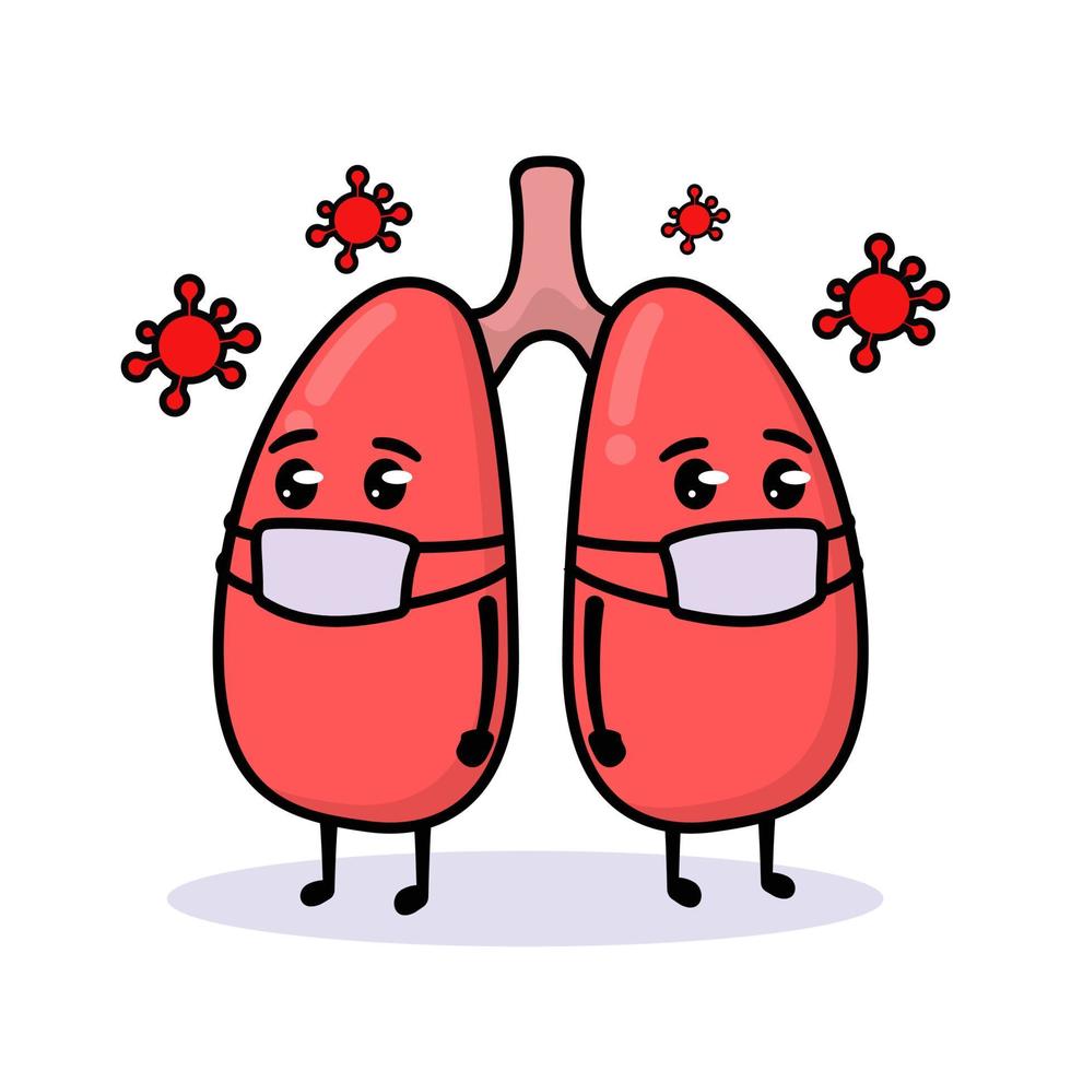 mascota linda de los pulmones vector