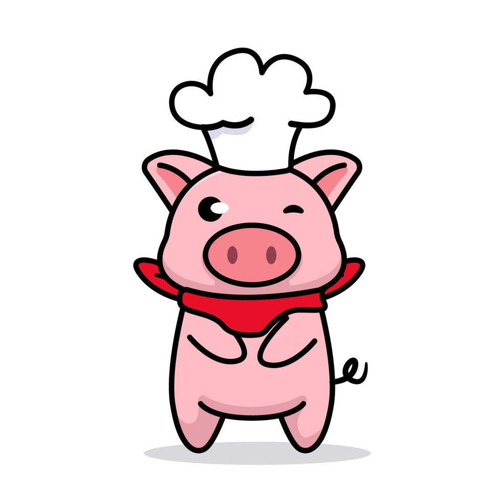 Cute pig chef vector