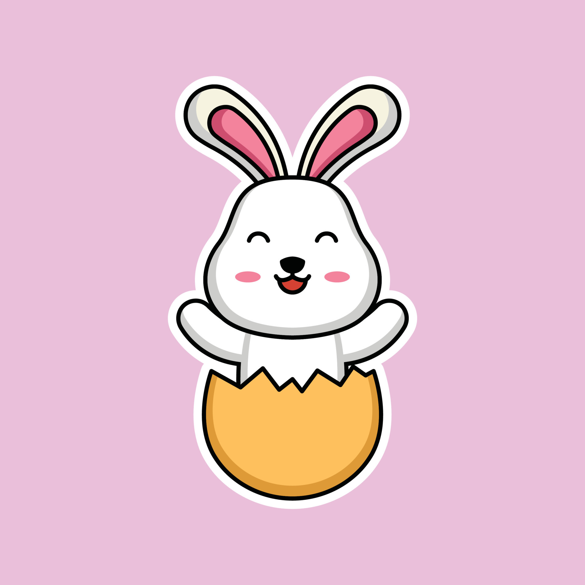 Cute rabbit sticker 4530444 Vector Art at Vecteezy