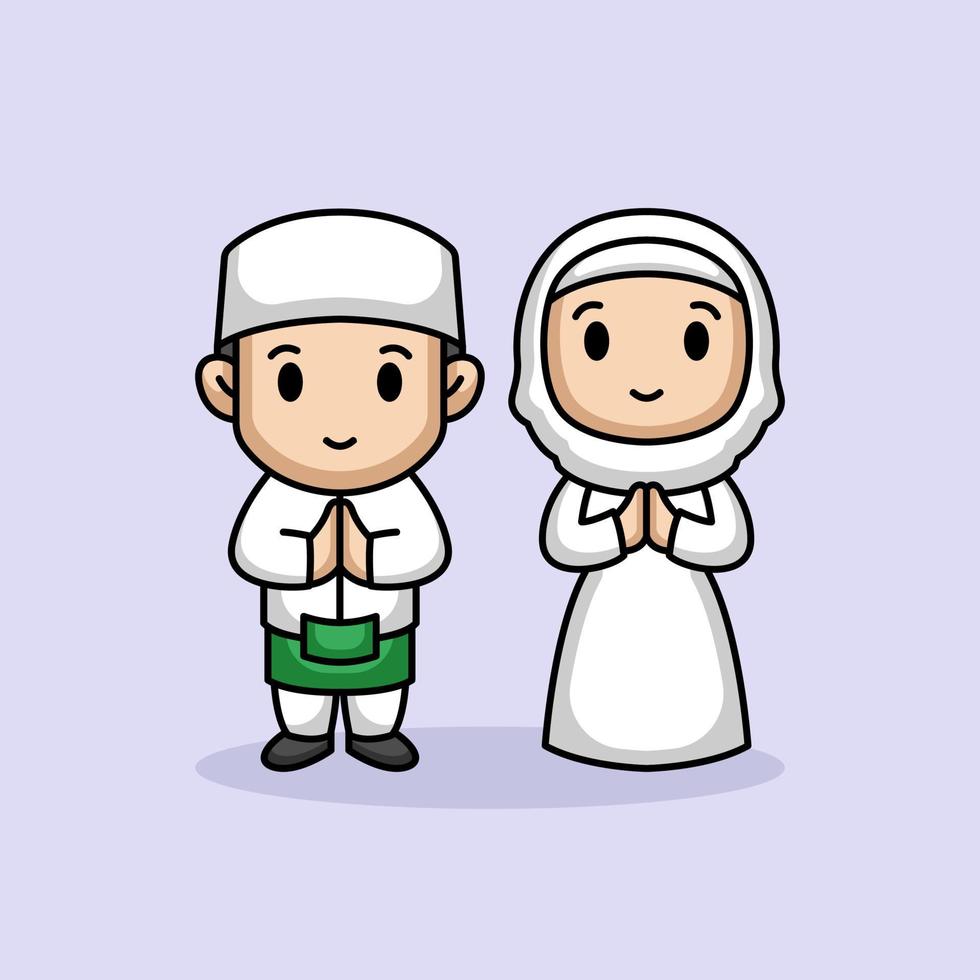 Cute moslem couple vector