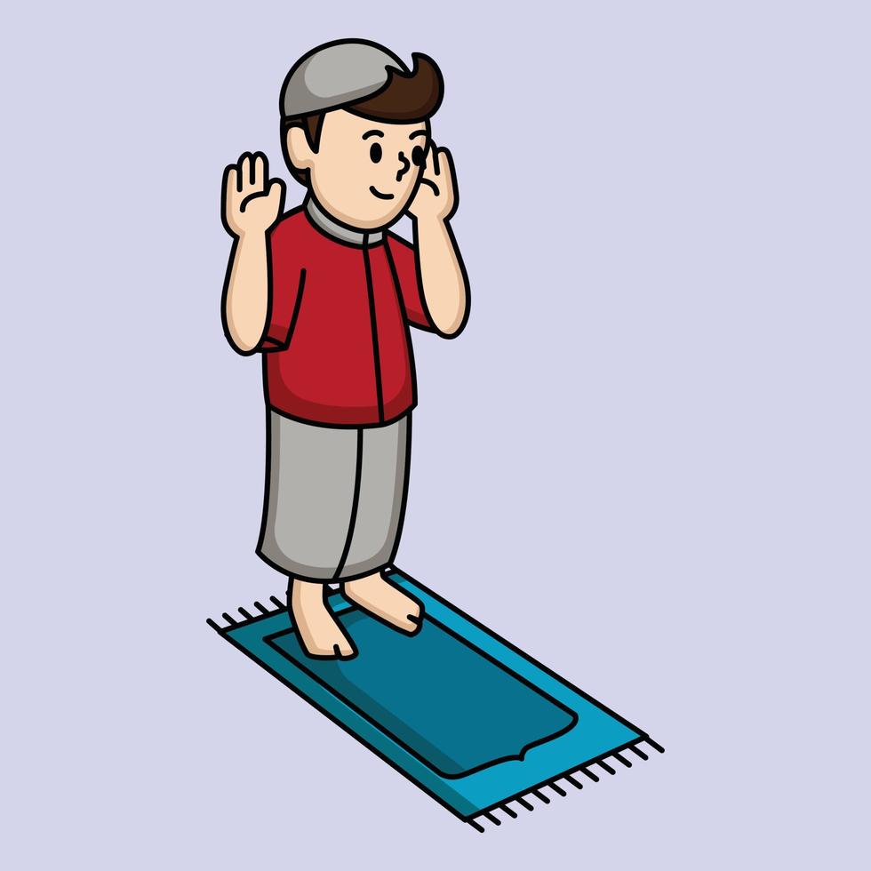 Moslem kid praying vector