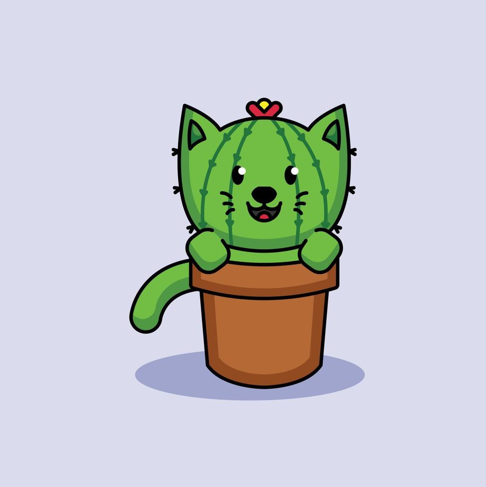 lindo gato cactus vector