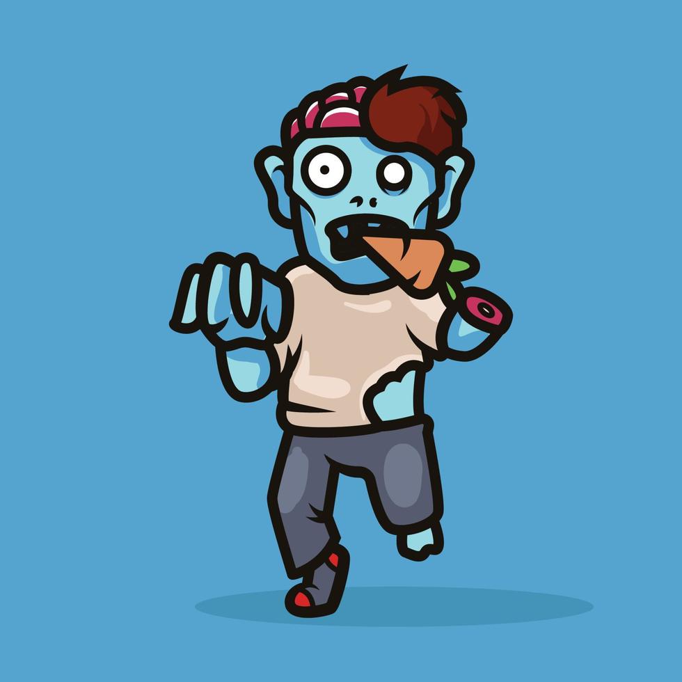 diseño de ilustración de mascota zombie vector