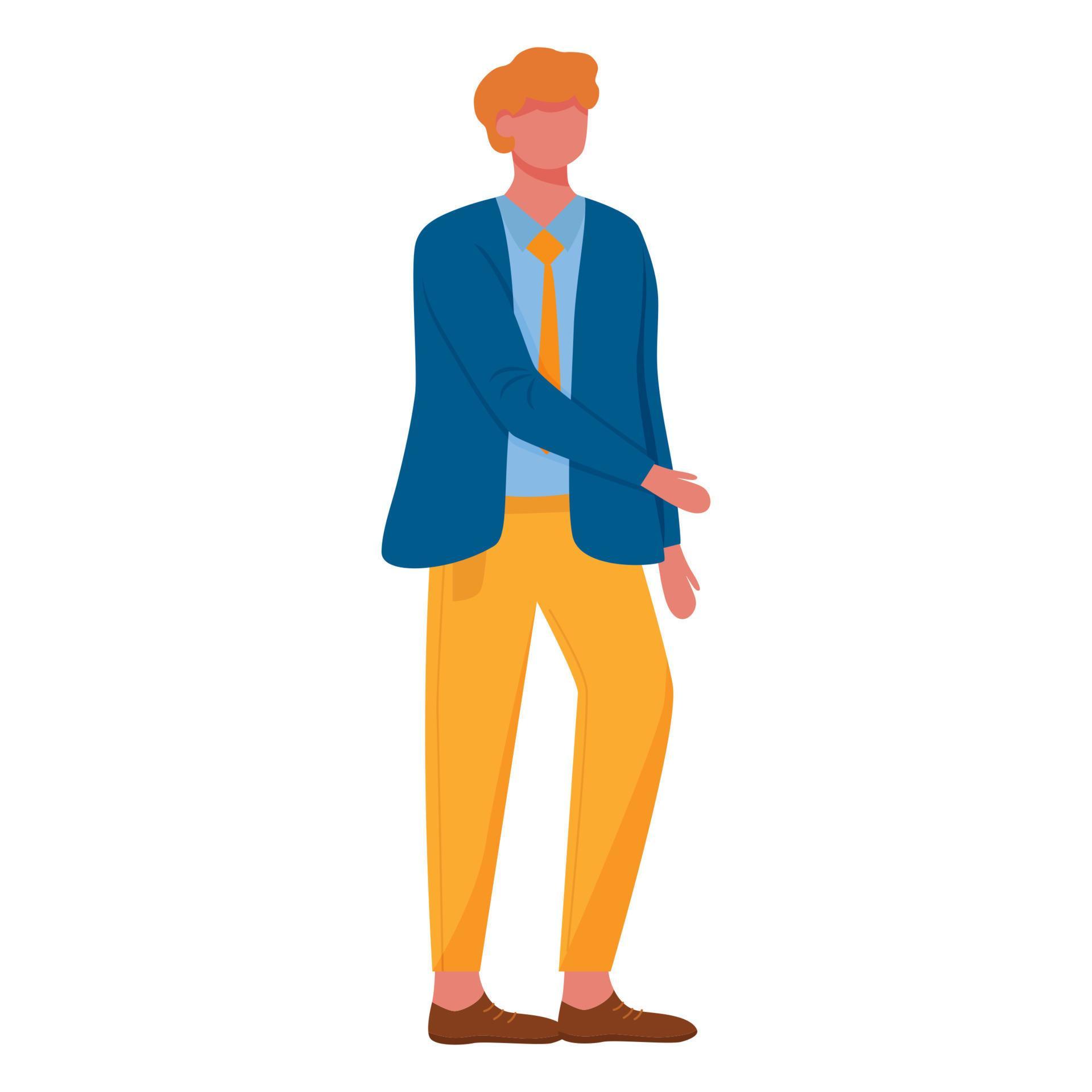 Standing man flat vector illustration. Elegant office worker. Guy in ...