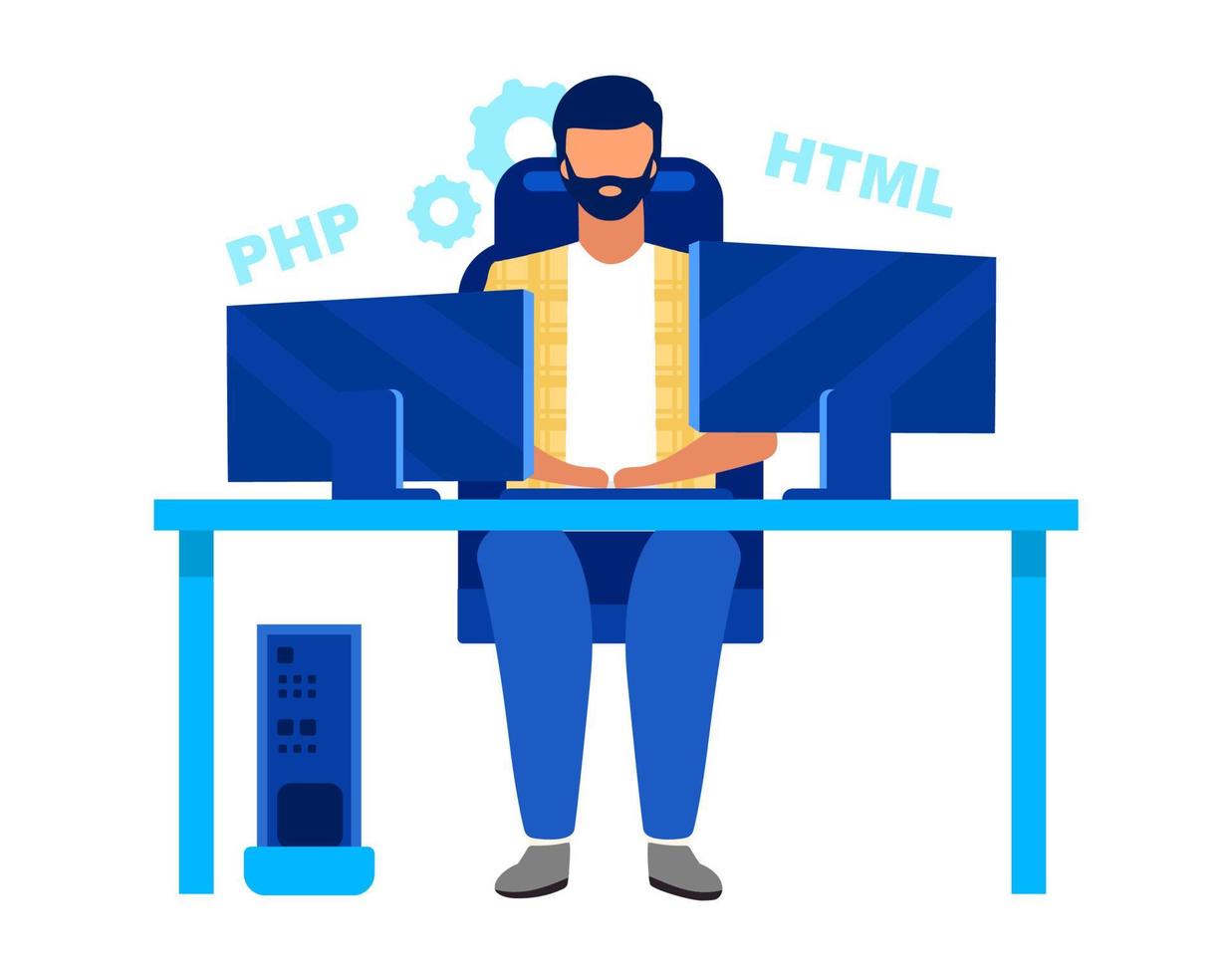 Programmer, coder flat vector illustration. Software engineer ...