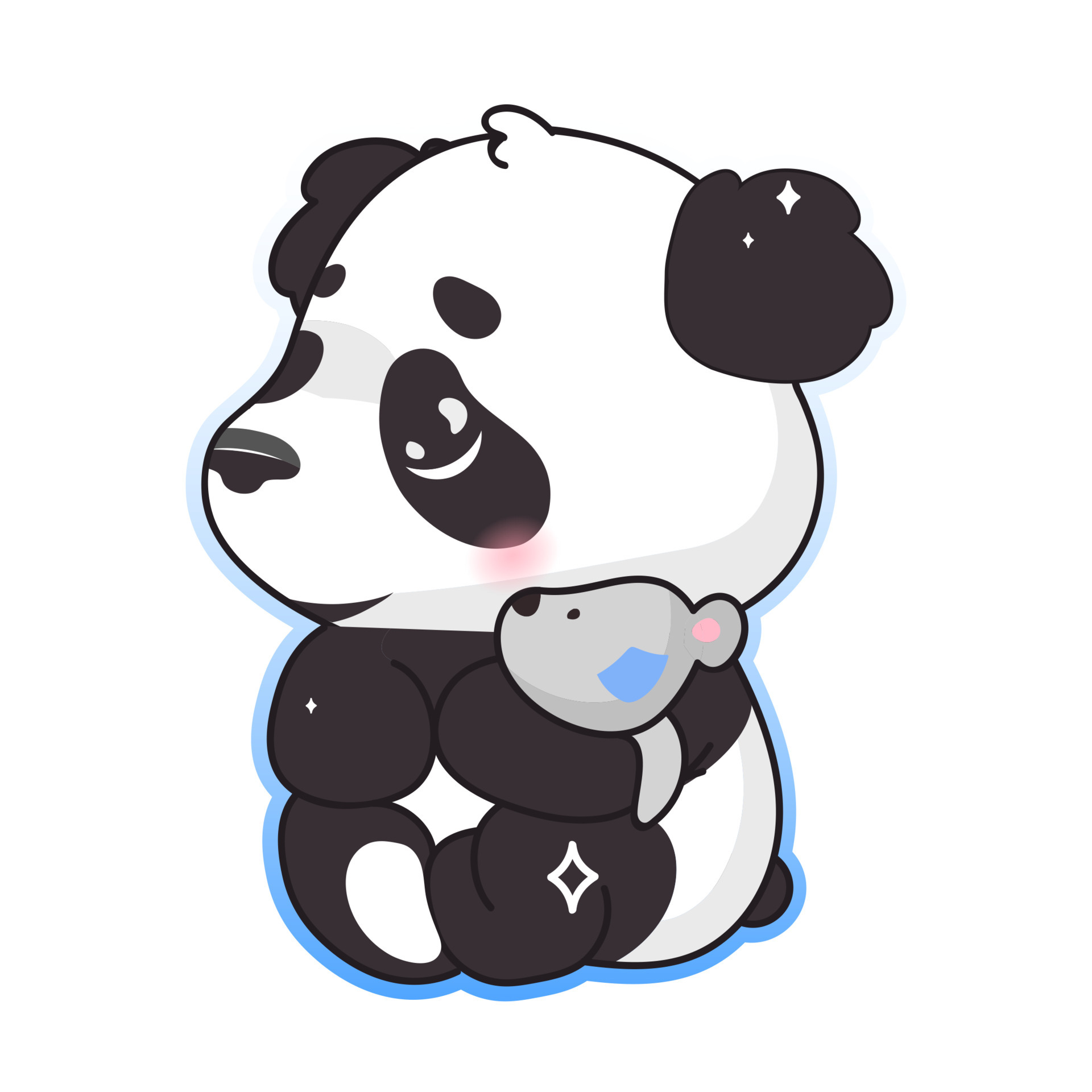 Cute panda hugging toy kawaii cartoon vector character. Adorable ...