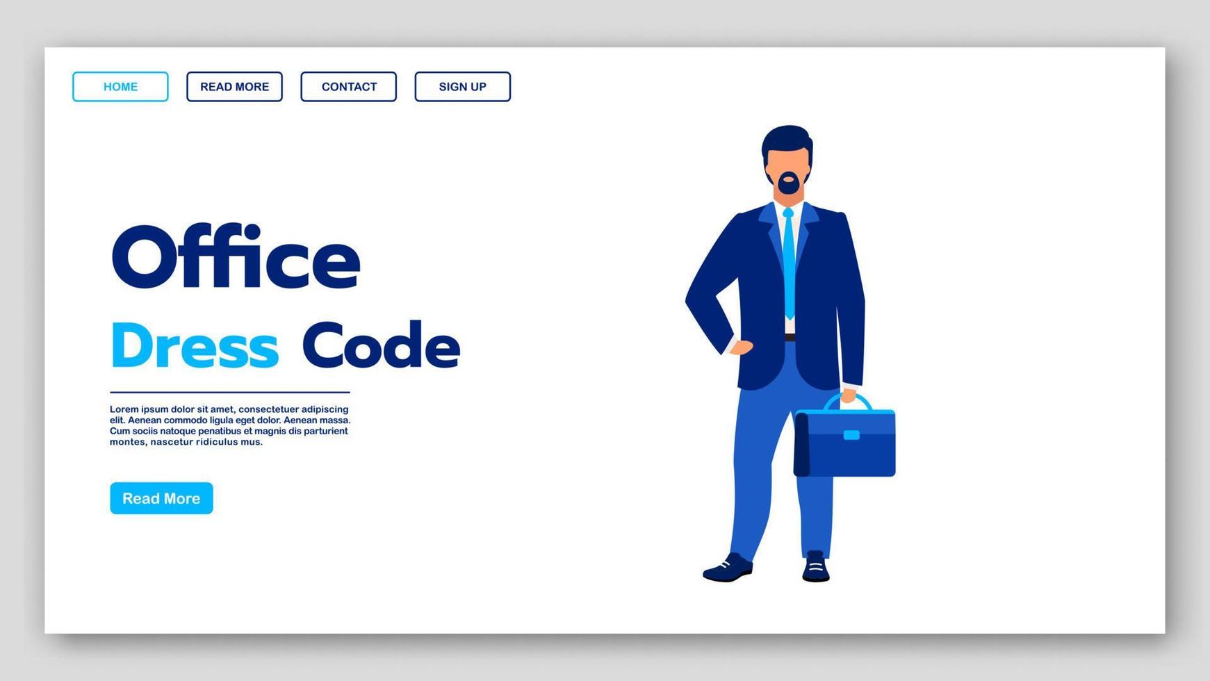 Office dress code landing page vector template. Business fashion ...