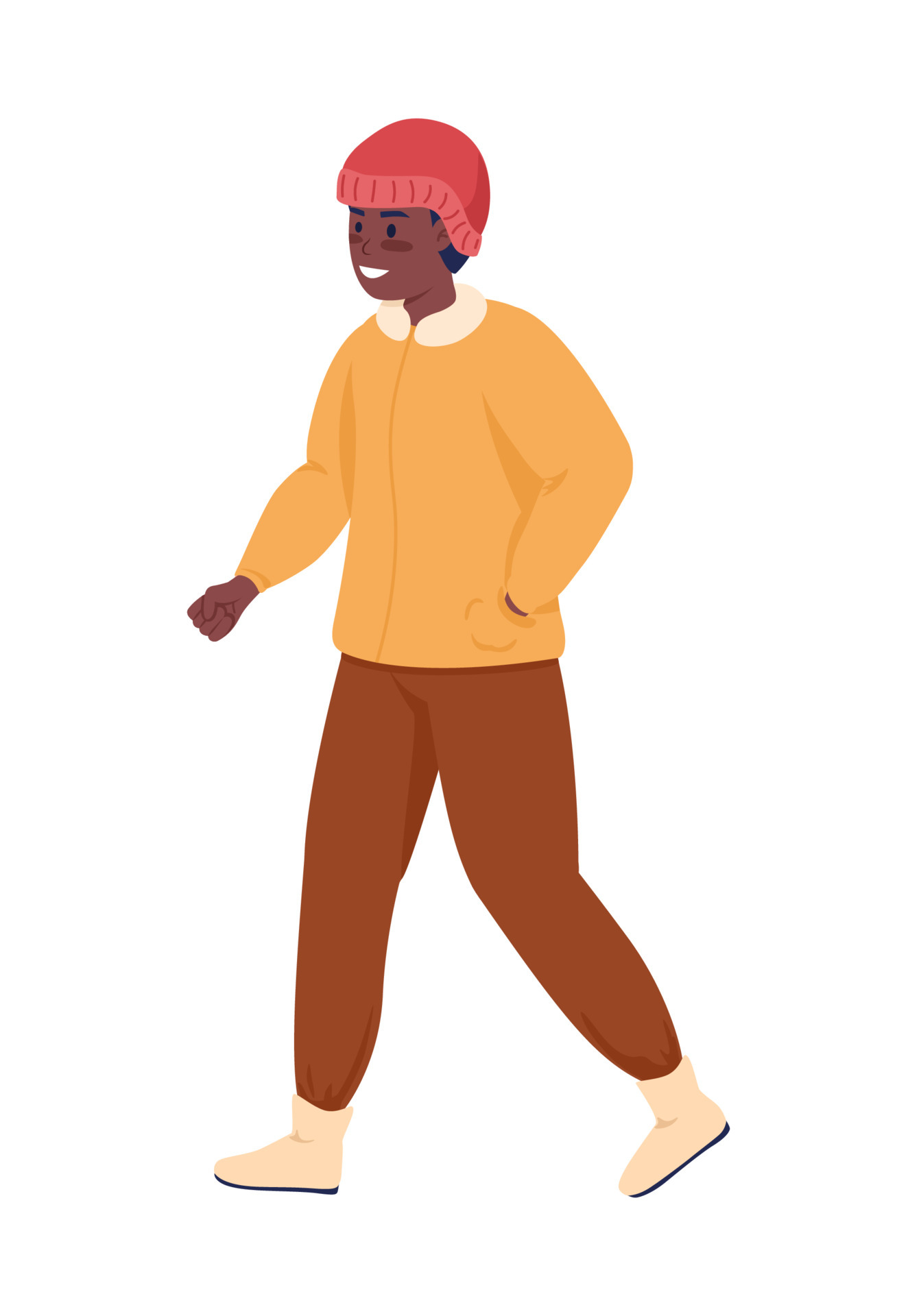 Happy man walking semi flat color vector character. Walking figure. Full body person on white. Winter season isolated modern cartoon style illustration for graphic design and animation 4530861 Vector Art at Vecteezy Happy man walking semi flat color vector character. Walking figure. Full body person on white. Winter season isolated modern cartoon style illustration for graphic design and animation 4530861 Vector Art at Vecteezy