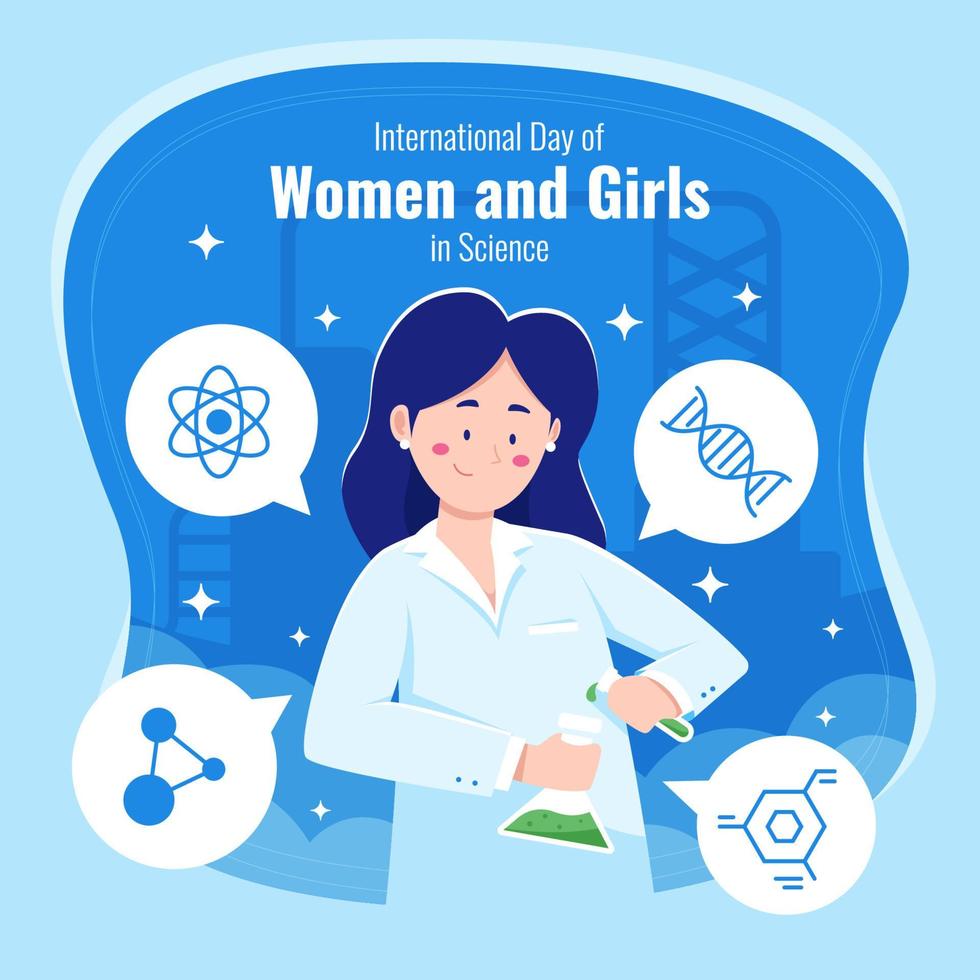 Female Scientist Doing Experiment vector