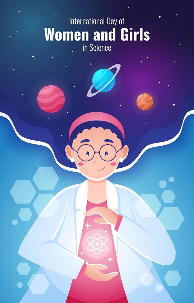 día internacional de la mujer y la niña en la ciencia vector