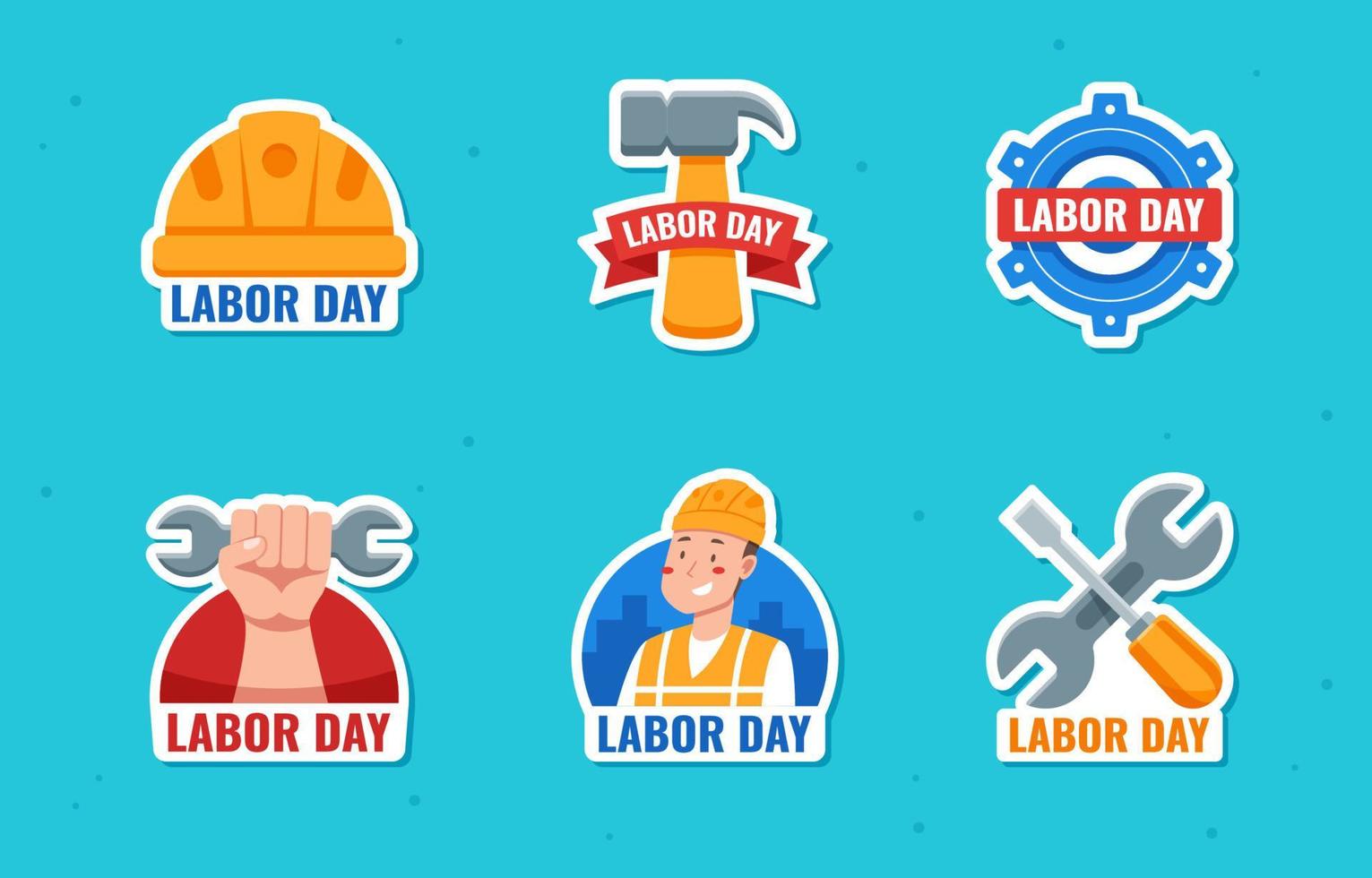 Happy Labor Day Sticker Set vector