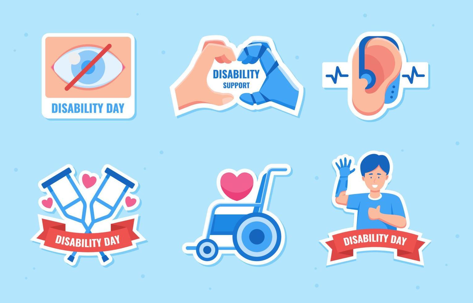 People with Disability Sticker Set vector