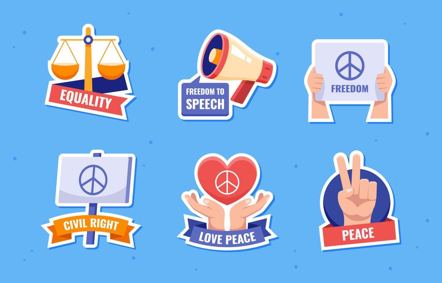 Civil Rights Sticker Set vector