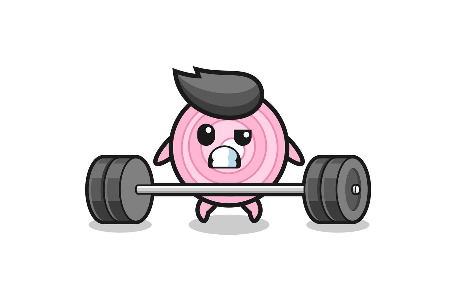 cartoon of onion rings lifting a barbell vector