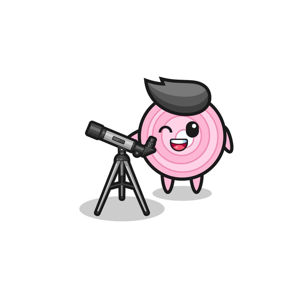 onion rings astronomer mascot with a modern telescope vector