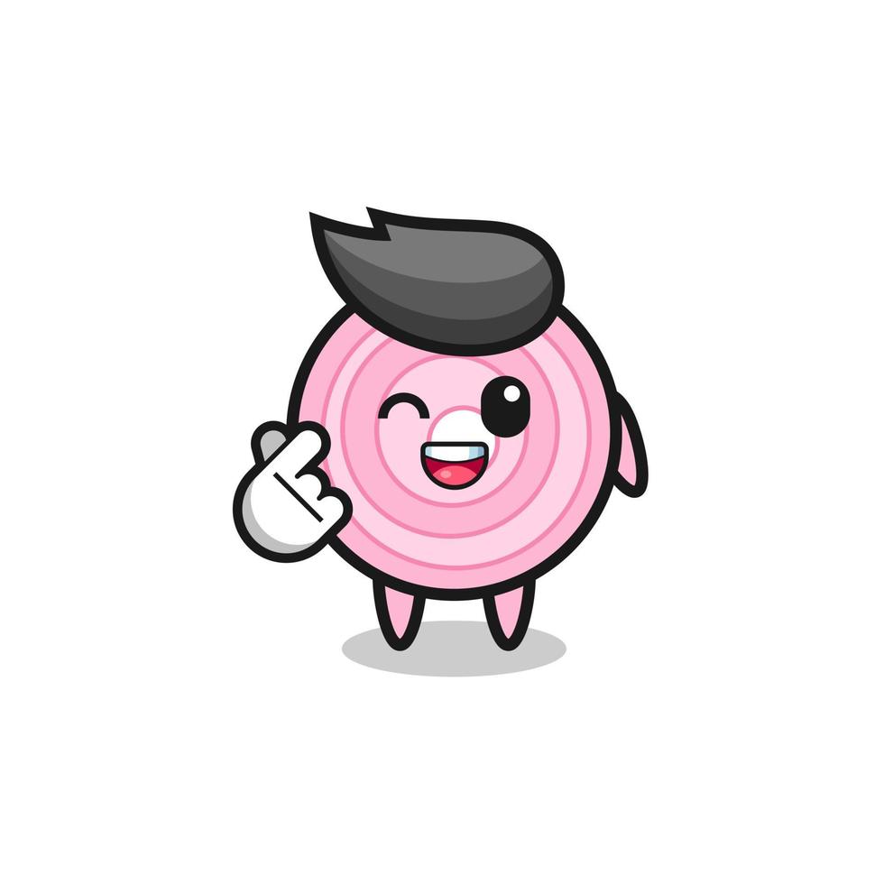 onion rings character doing Korean finger heart vector