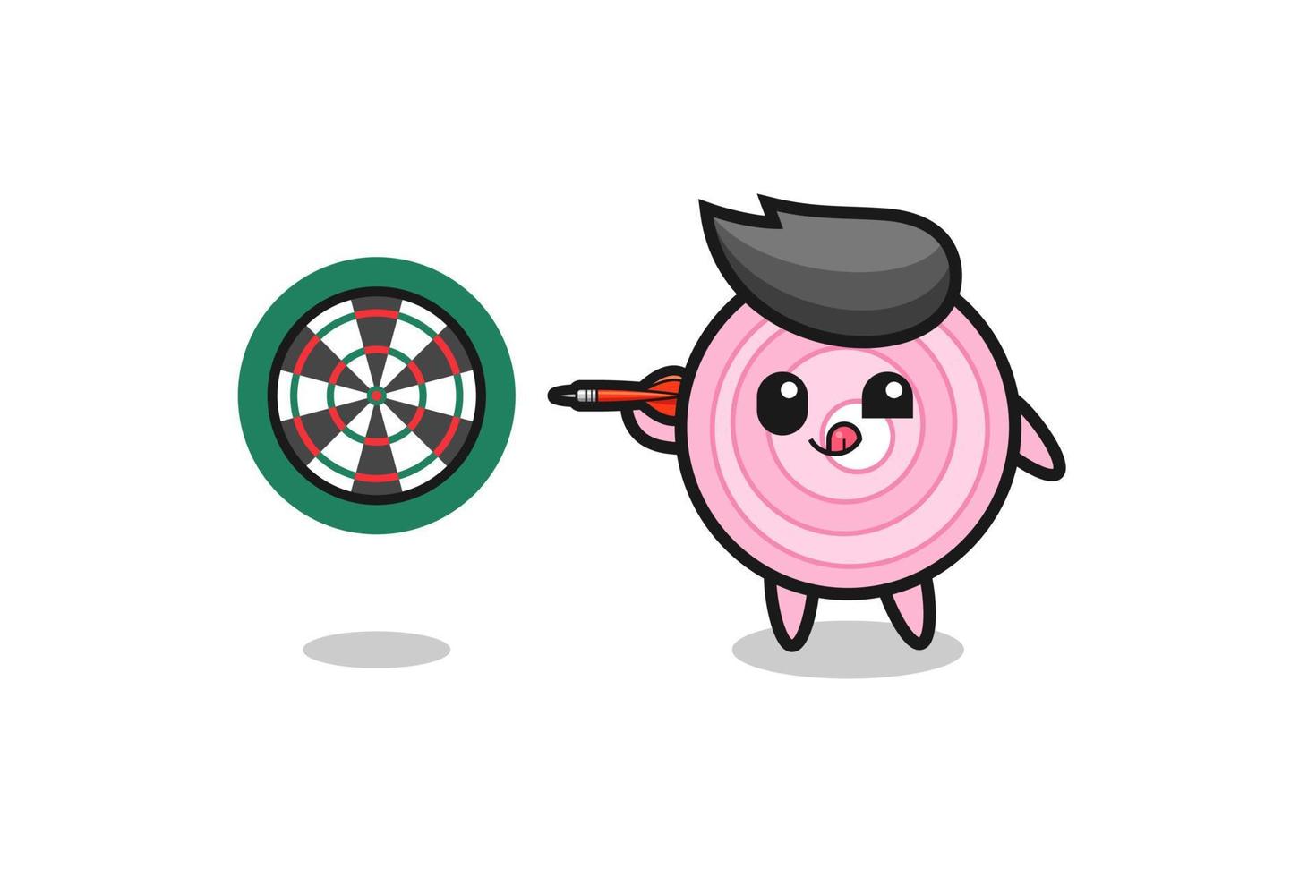 cute onion rings is playing dart vector