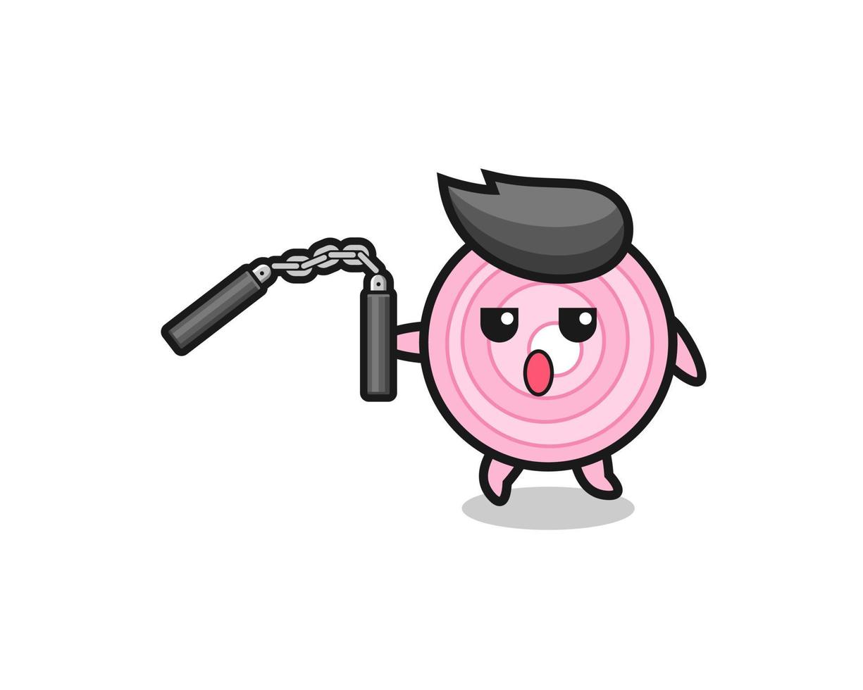 cartoon of onion rings using nunchaku vector