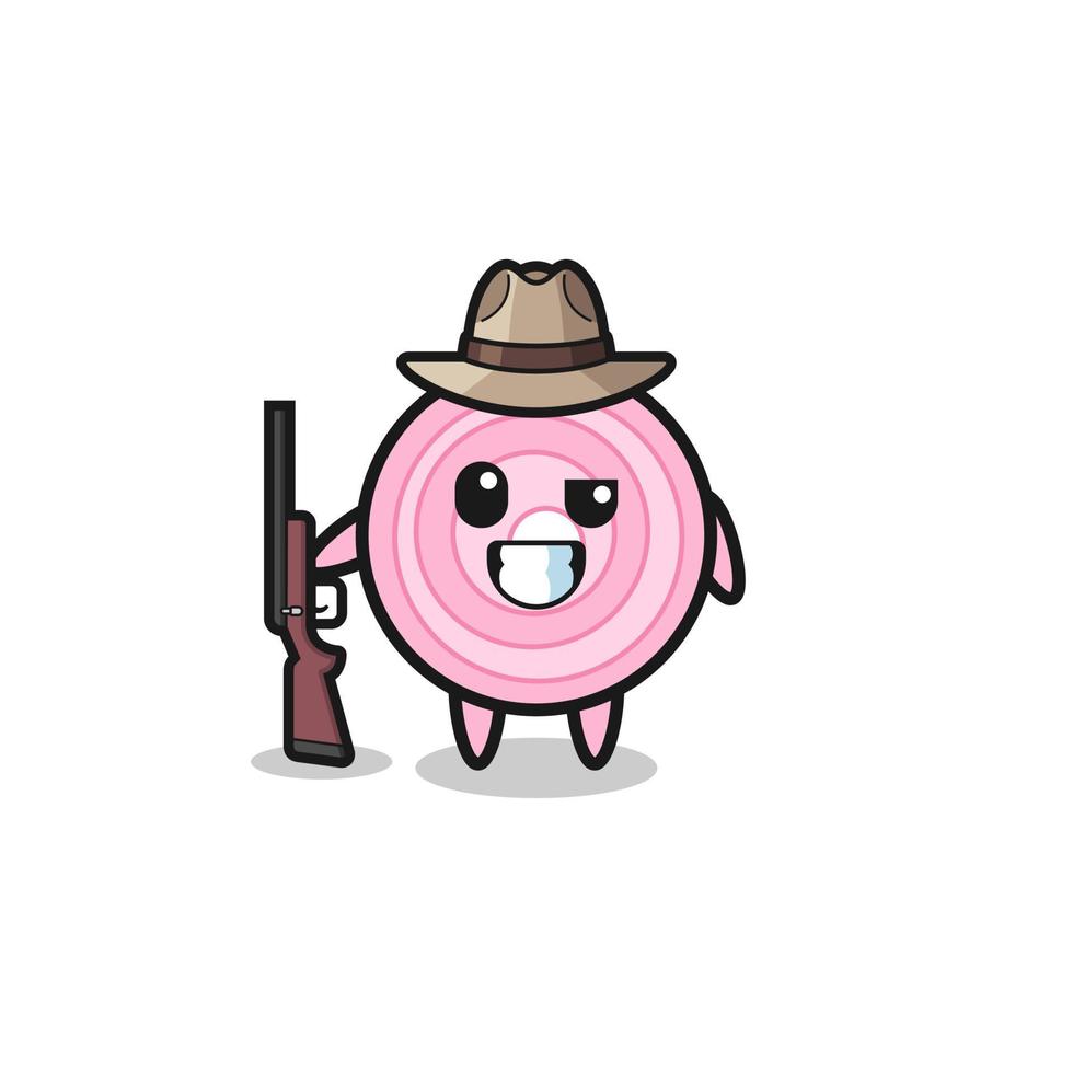 onion rings hunter mascot holding a gun vector