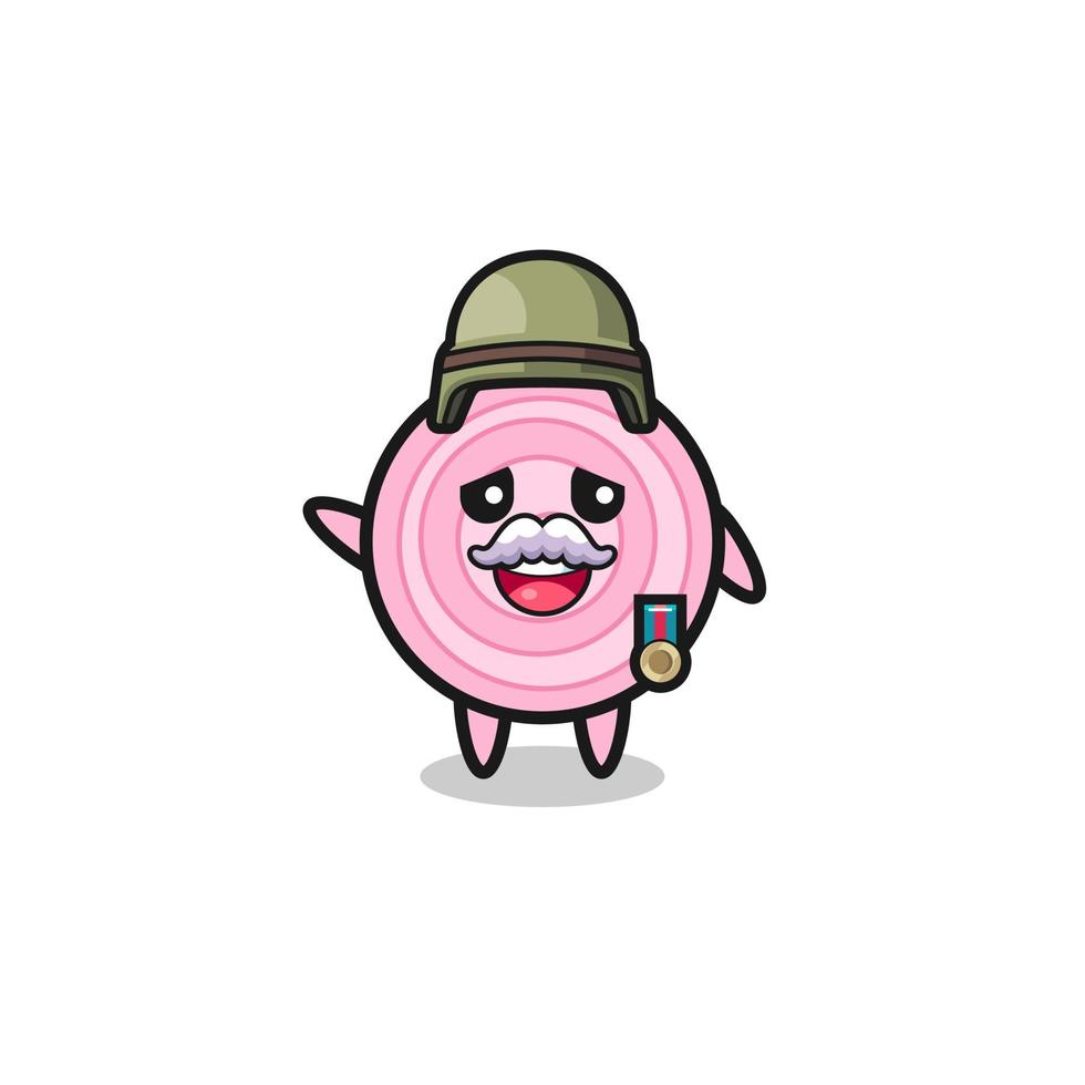 cute onion rings as veteran cartoon vector