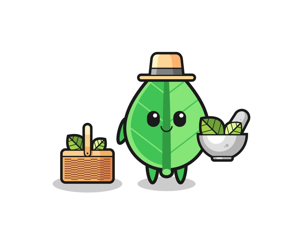 leaf herbalist cute cartoon vector