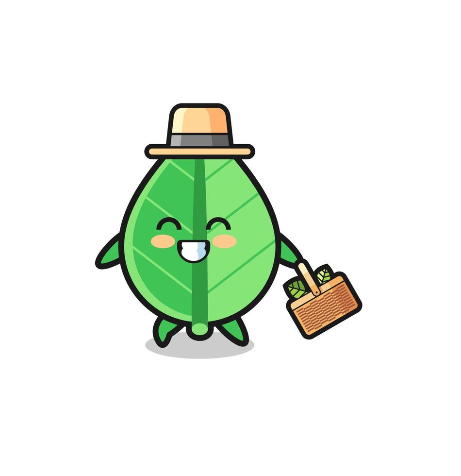 personaje de herbolario de hoja buscando una hierba vector