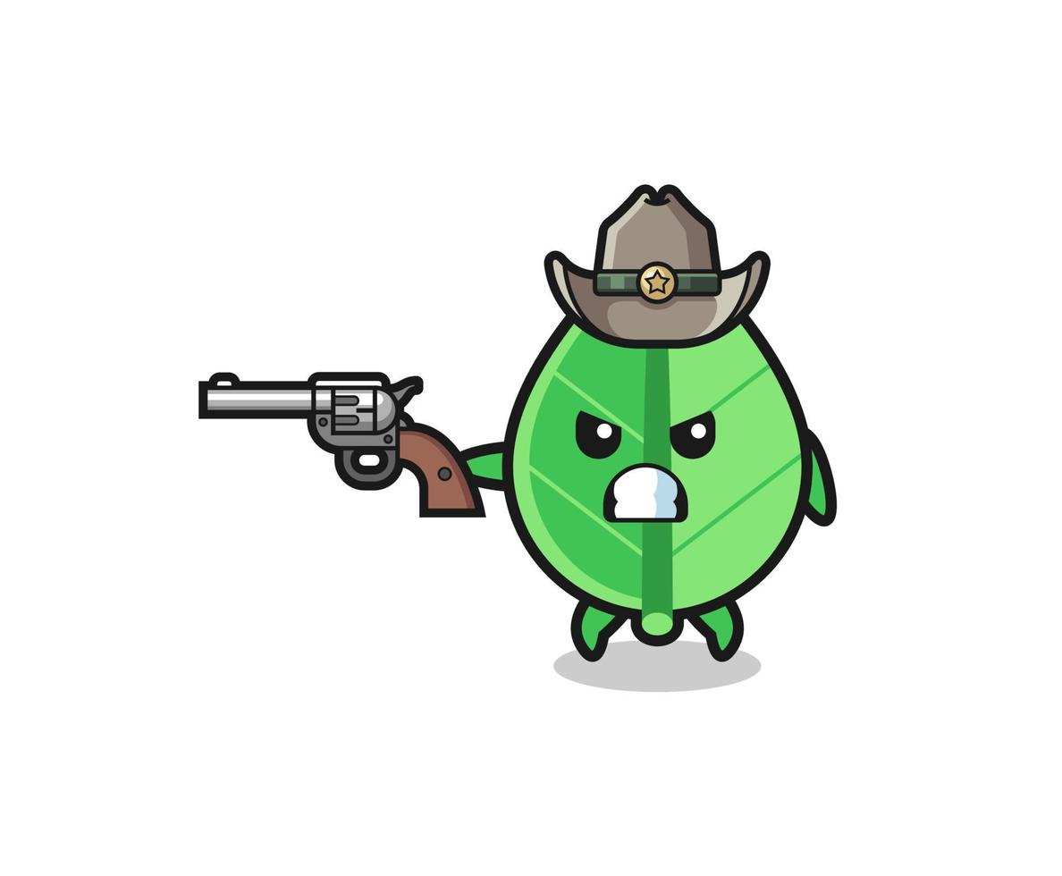 the leaf cowboy shooting with a gun vector