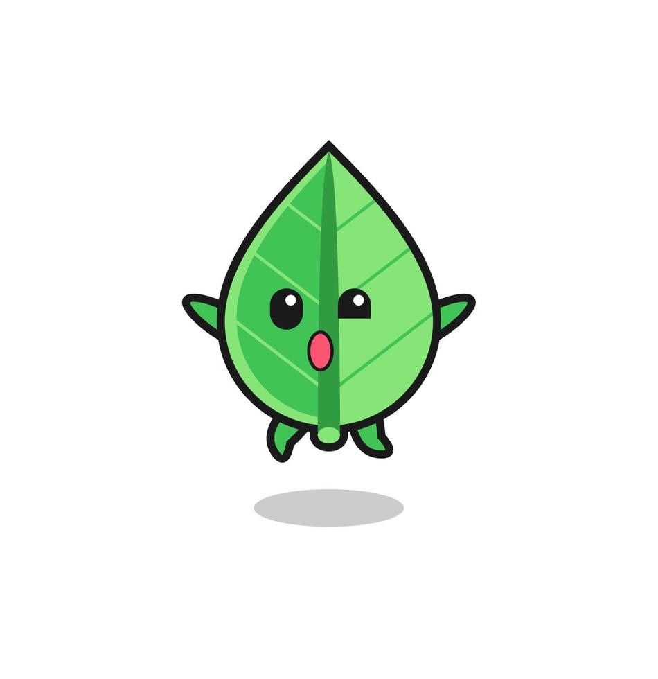 leaf character is jumping gesture vector