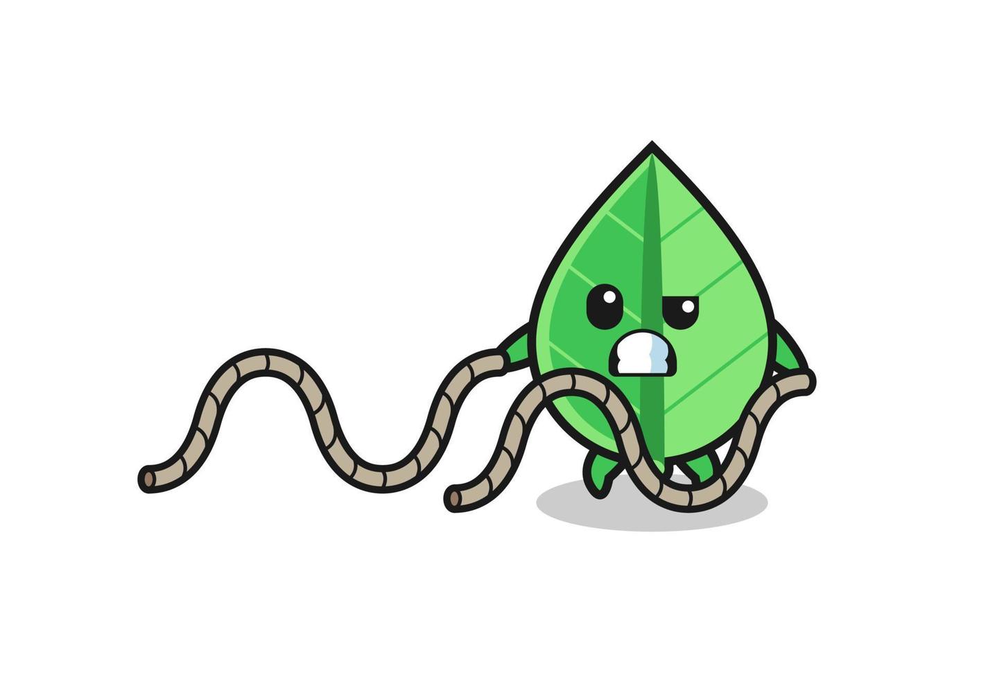 illustration of leaf doing battle rope workout vector