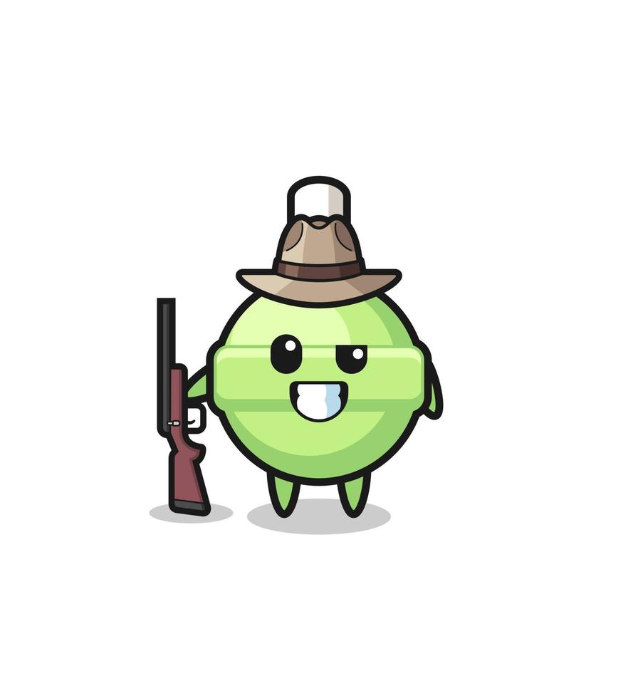 lollipop hunter mascot holding a gun vector