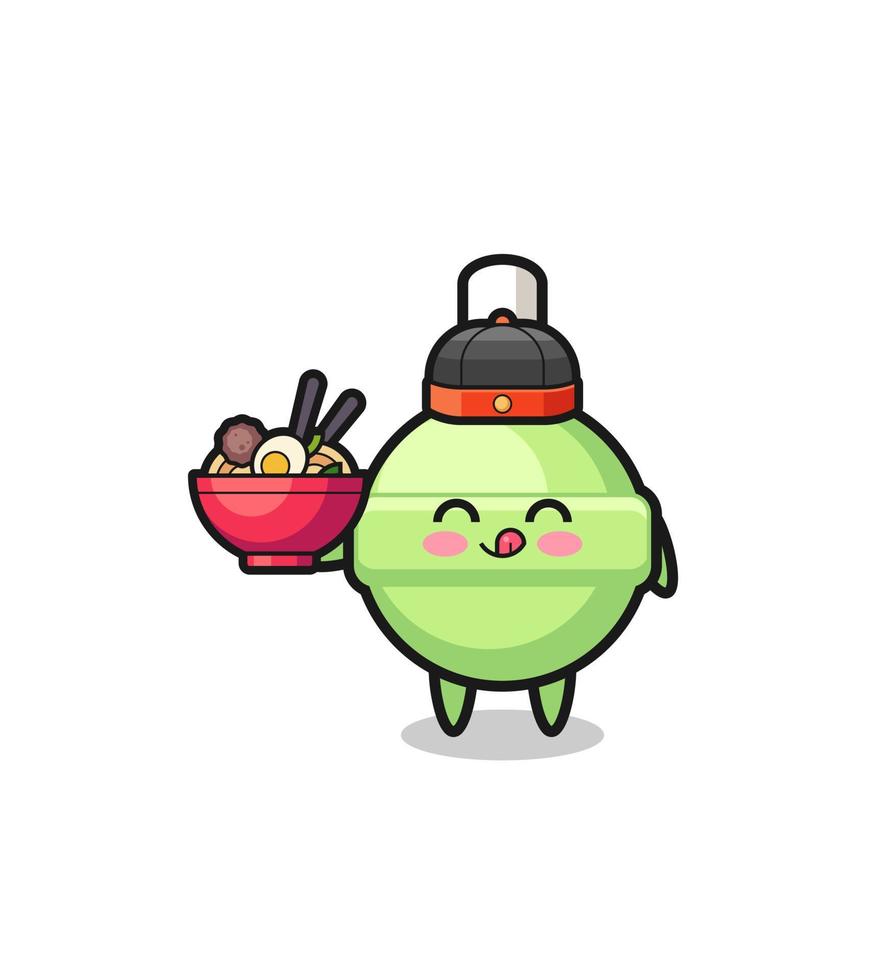 lollipop as Chinese chef mascot holding a noodle bowl vector