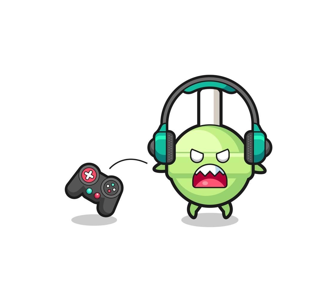 lollipop gamer mascot is angry vector