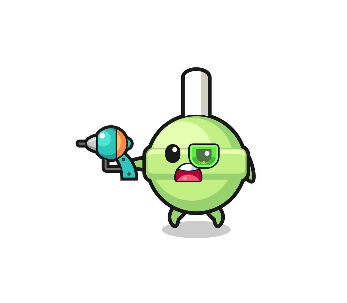 cute lollipop holding a future gun vector