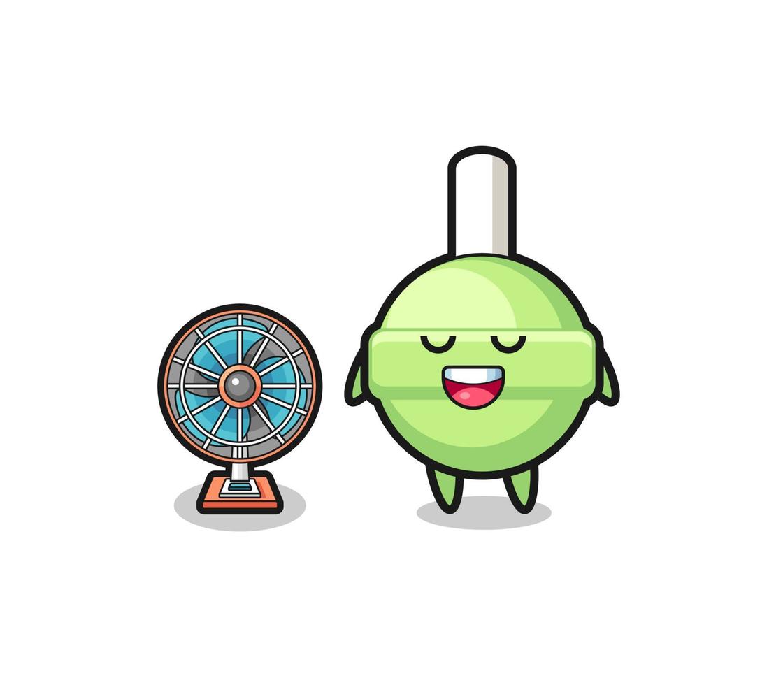 cute lollipop is standing in front of the fan vector