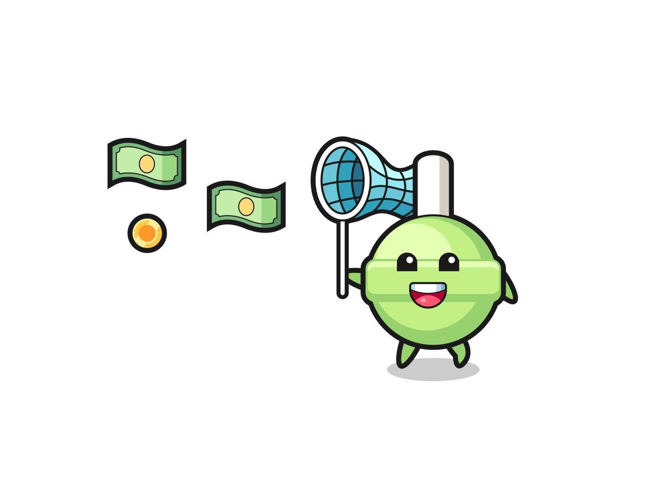 illustration of the lollipop catching flying money vector