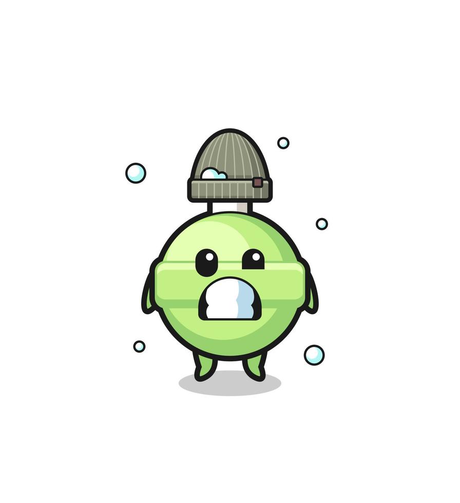 cute cartoon lollipop with shivering expression vector