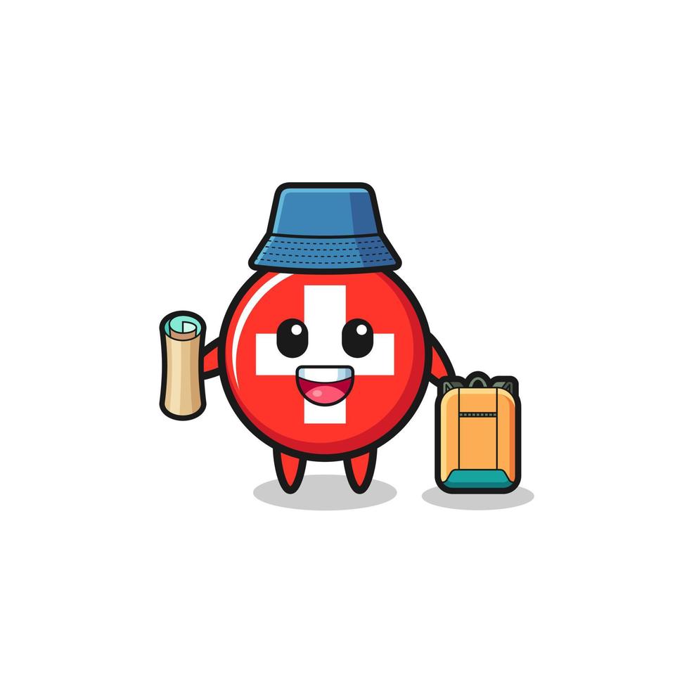 switzerland mascot character as hiker vector