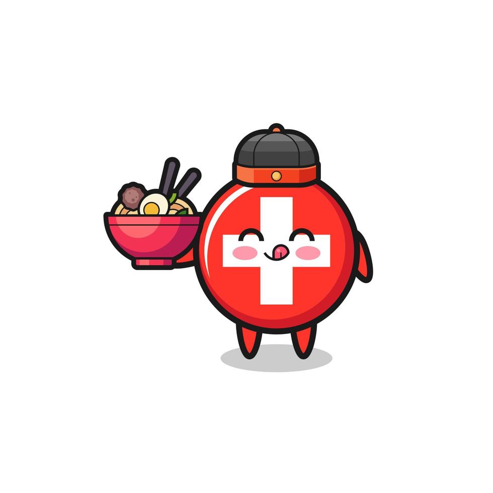 switzerland as Chinese chef mascot holding a noodle bowl vector