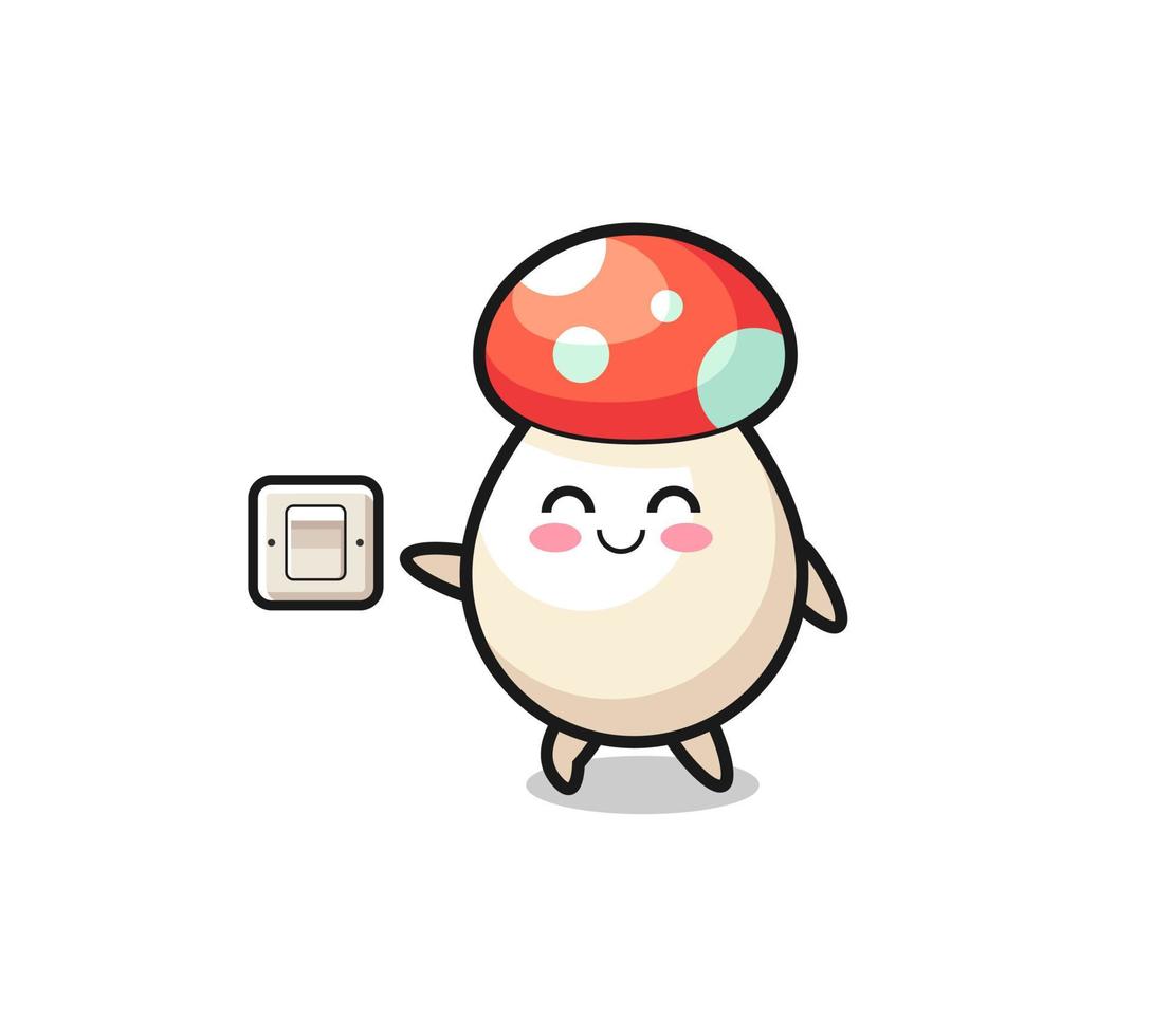 cartoon mushroom is turning off light vector