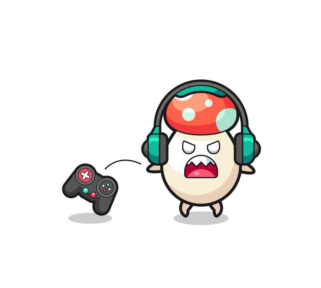 mushroom gamer mascot is angry vector