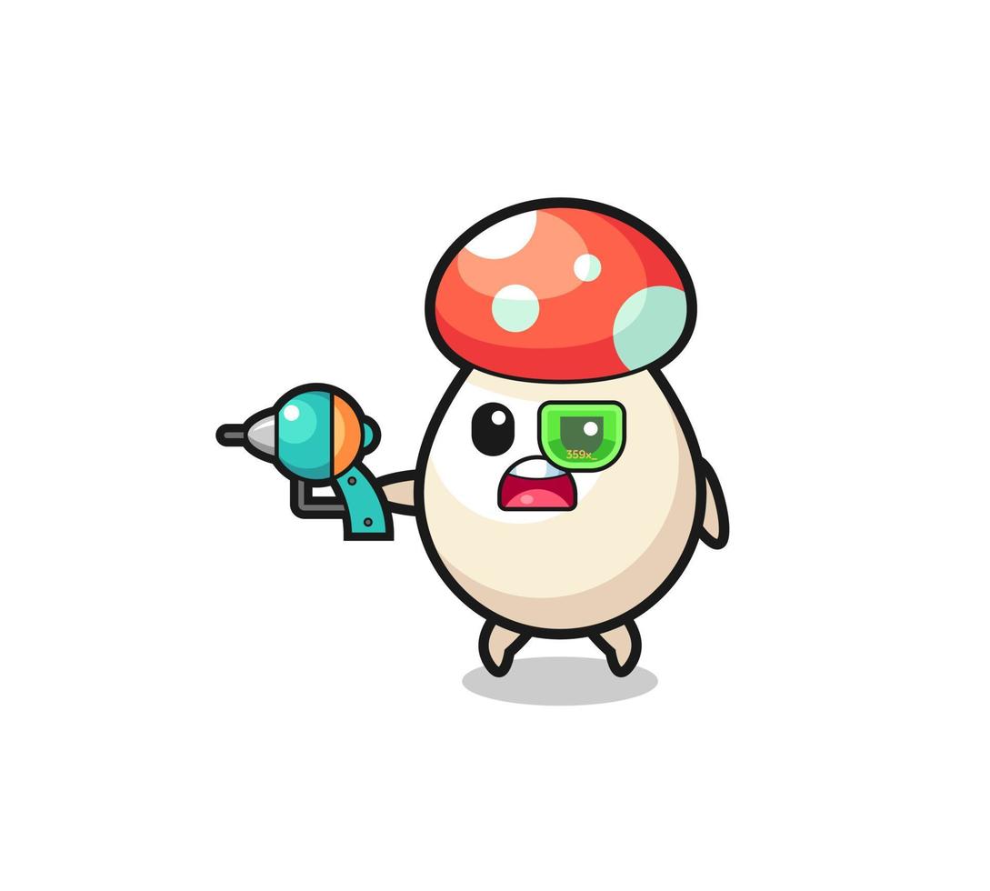 cute mushroom holding a future gun vector