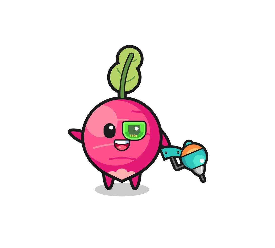 radish cartoon as future warrior mascot vector